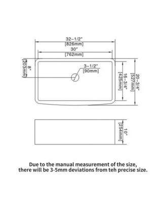 33x21x10inch White Farmhouse Sink Ceramic Porcelain Arch Edge Apron Front Single Bowl