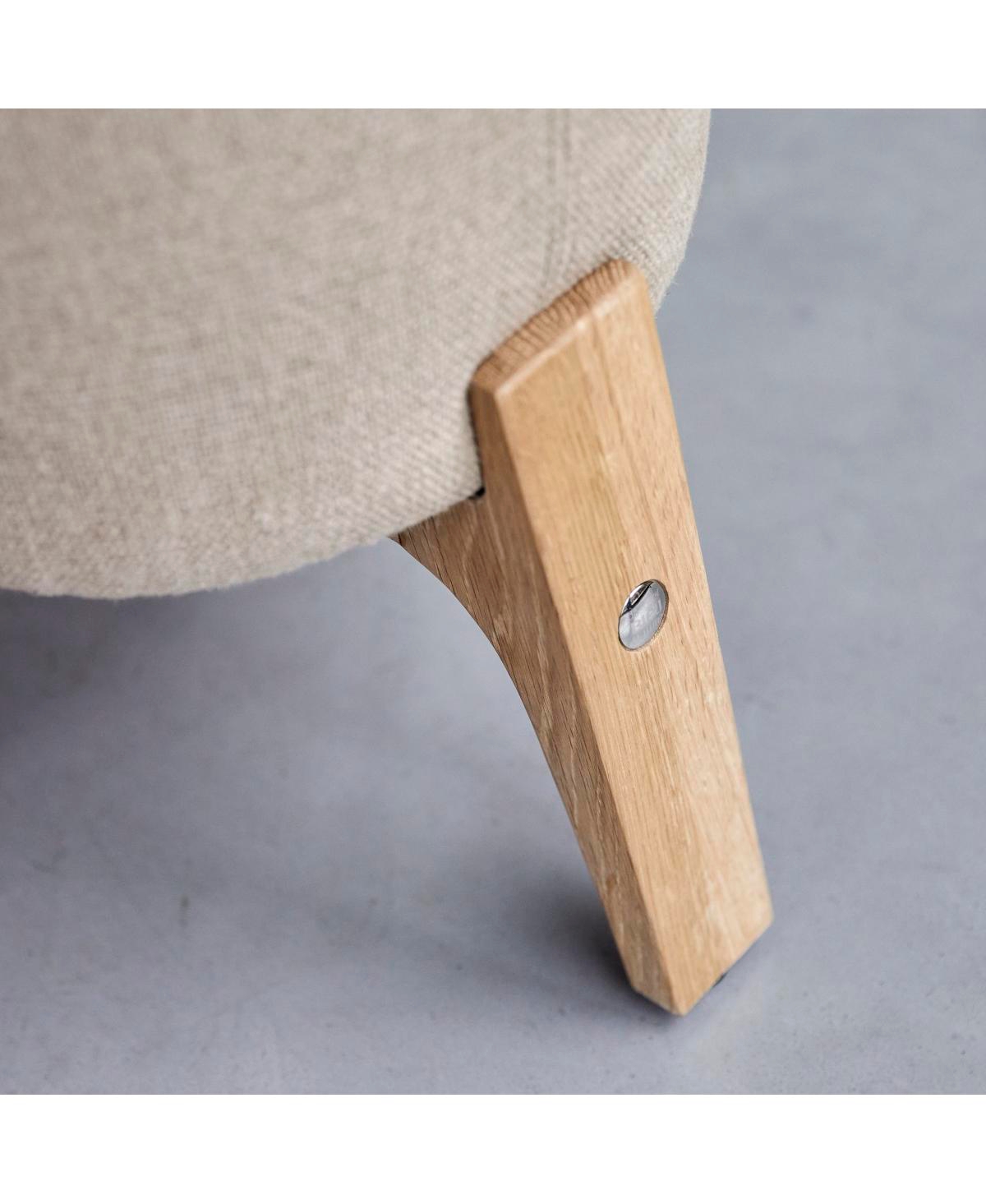 Tikamoon Drum solid Oak and Linen Stool, 1 seat