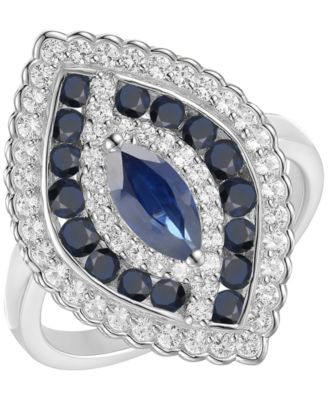 Sapphire (7/8 ct. t.w.) & Diamond (1/3 ct. t.w.) Ring in 14k White Gold (Also Available in Ruby & Emerald)