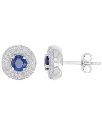 Sapphire (0.76 ct. t.w.) & Diamond Puffy Stud Earrings