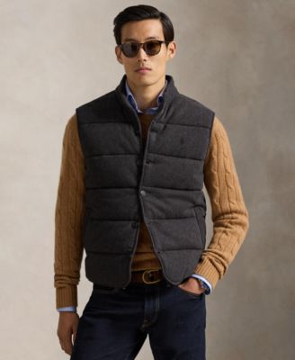 Men's Herringbone Print Estate Mock-Neck Rib Vest