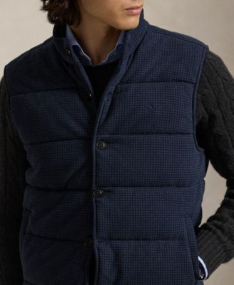 Men's Herringbone Print Estate Mock-Neck Rib Vest