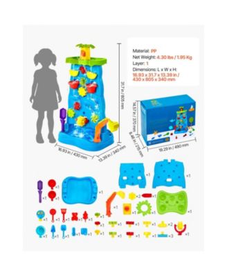 Sand and Water Table for Toddlers, Double-Sided Kids Activity Waterfall Playset with 37PCS Accessories