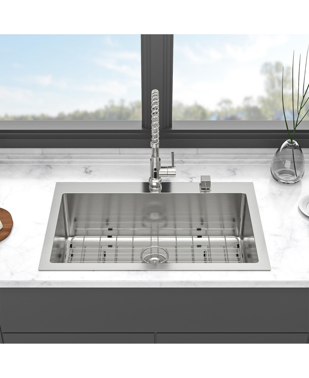 huluwat 33x22x10inch Kitchen Sink Drop In Topmount Stainless Steel Single Bowl 16 Gauge