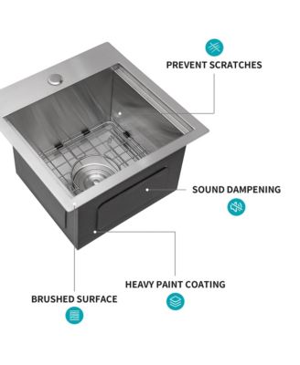 15x15x9-Inch Stainless Steel Drop-In Topmount Kitchen Sink Workstation Single Bowl