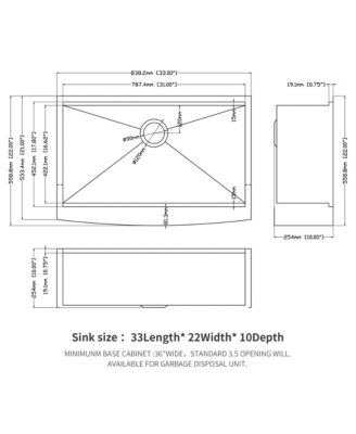 huluwat 33x22x10inch Stainless Steel Farmhouse Kitchen Sink Apron Front Workstation 16 Gauge