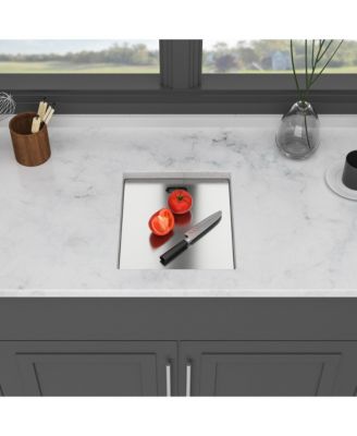 15x17x9inch Undermount Bar Sink with Folding Faucet Single Bowl 16 Gauge Stainless Steel