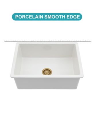 huluwat 30x18x10inch Undermount Single Bowl Fireclay Kitchen Sink White Porcelain Dual Mount