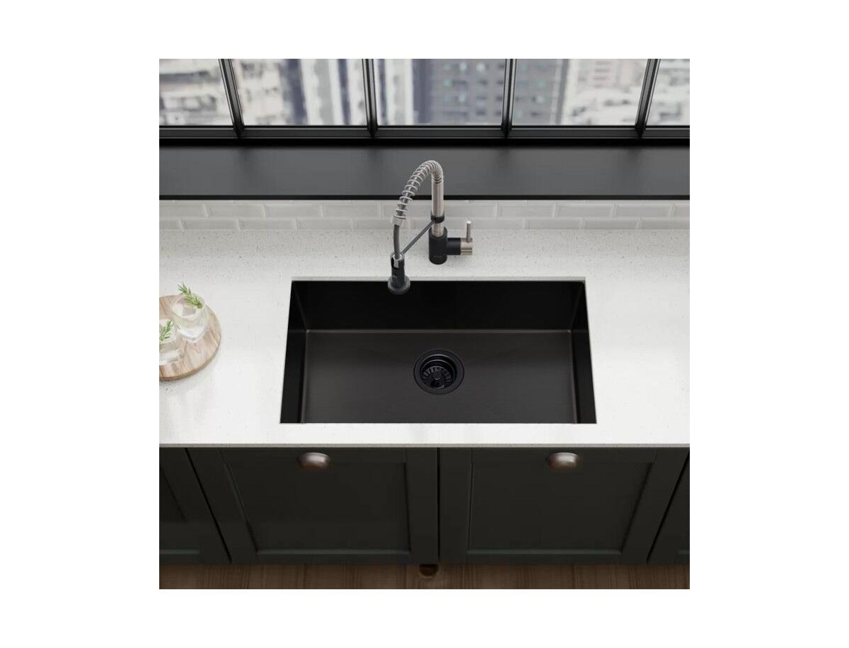 huluwat 32x19inch Gunmetal Black Kitchen Sink Stainless Steel Single Bowl Undermount Nano Surface