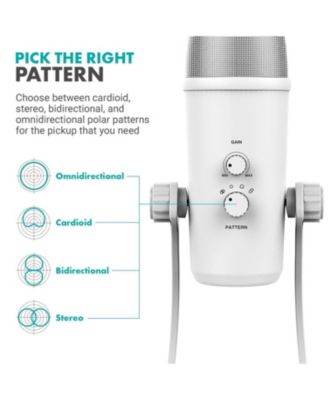 UM700W White Desktop USB Microphone for Computer