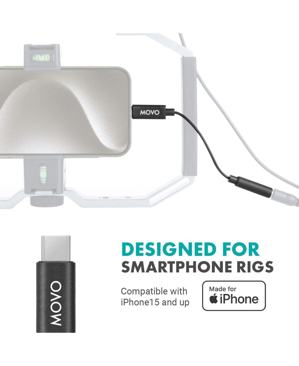 Movo Female 3.5mm Trrs Microphone Adapter Cable to Usb-c Connector Dongle