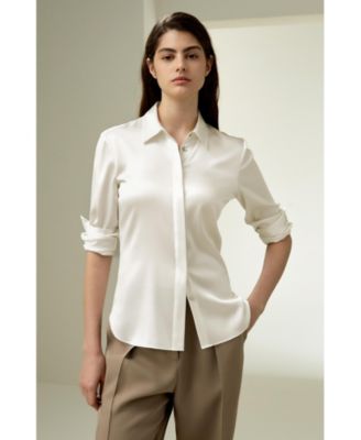 Women's Elegant Silhouette Silk Shirt
