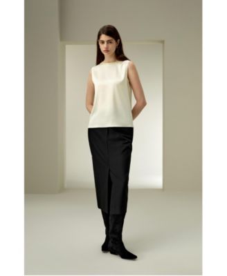 Women's Sleeveless Round Neck Silk Top