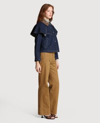 Women's Denim Cape Spread Collar Jacket