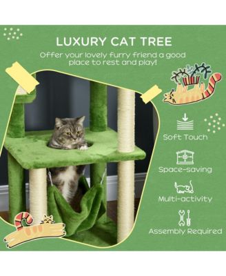 56" Cat Tree with Hammock,Scratching Post, Platforms