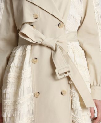 Women's Spread Collar Tulle Trench Coat