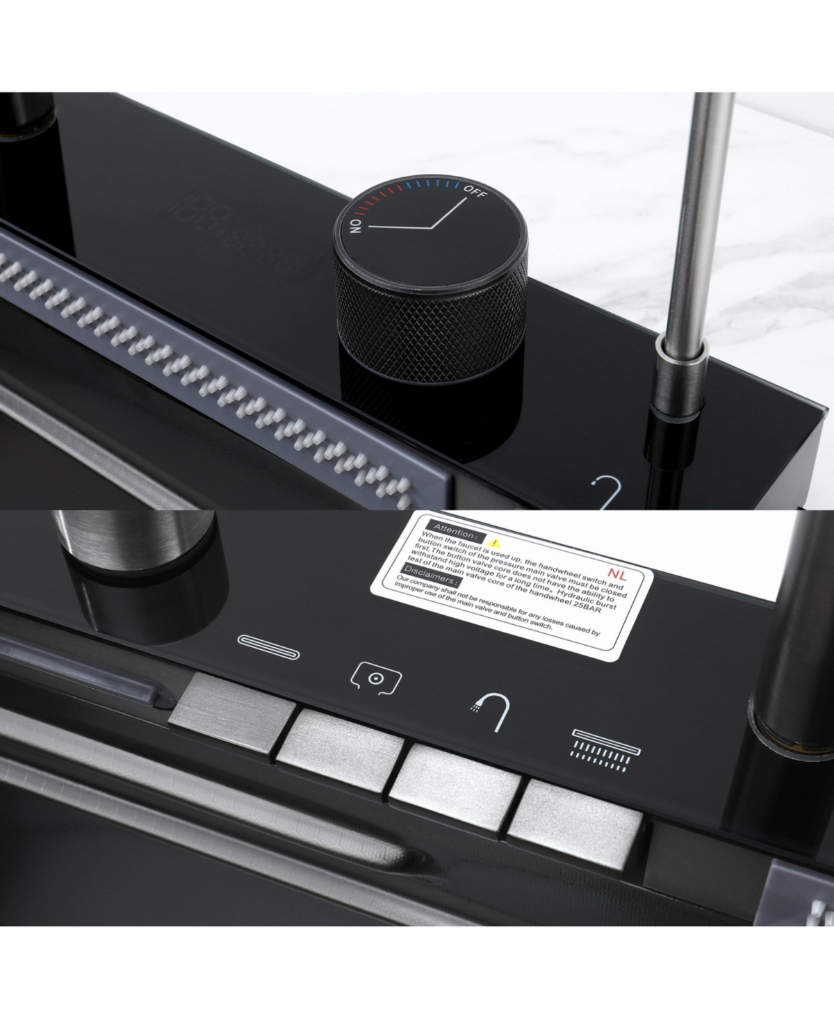 flynama Smart Waterfall Kitchen Sink 304 Stainless Steel Single Bowl Pull Out Faucet Vegetable Basin