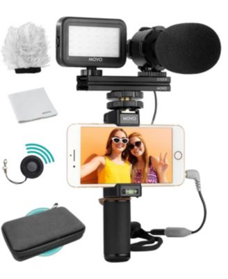 Vlog Kit V7 - YouTube Starter Kit with Grip, Stereo Microphone, Light, and Wireless Remote