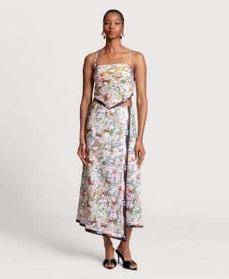 Women's Asymmetrical Wrap Midi Skirt