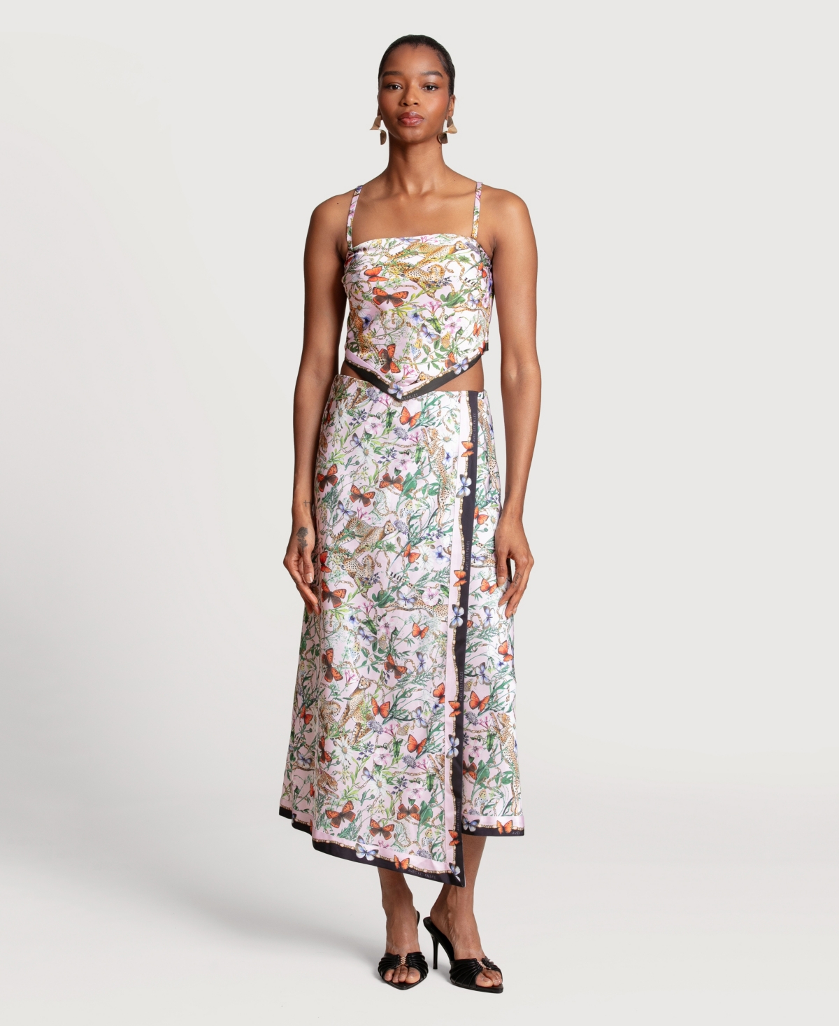 Avec Les Filles Women's Asymmetrical Wrap Midi Skirt