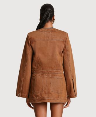 Women's Crop Trucker Crew Neck Jacket