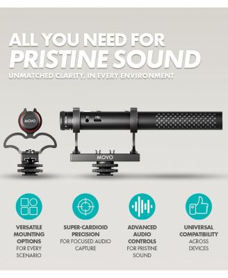 X1 Supercardioid Shotgun Microphone - 3.5mm/XLR/USB-C Camera Mic for DSLR, Smartphones, and Computers