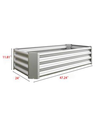 Metal Raised Garden Bed Rectangle Raised Planter 4ft L x 2ft W x 1ft H for Flowers Vegetables Herb Silver