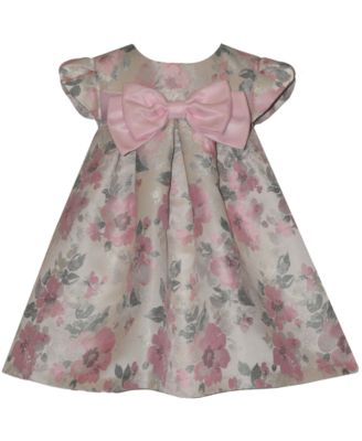 Girls' 2T-6X Short-Sleeve Floral Jacquard Round Neck Party Dress