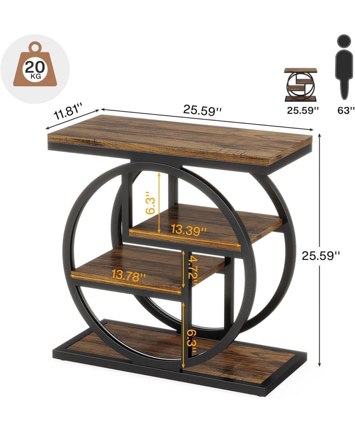 Tribesigns End Table Set of 2, 4-Tier Narrow Side Table, Wood Small Sofa Industrial Bedside for Bedroom