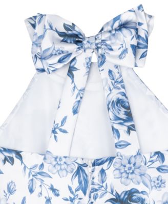 Girls' 7-16 Floral Mikado Sleeveless Dress