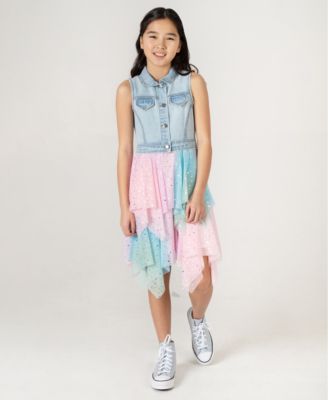Girls' 7-16 Sleeveless Denim Vest Dress