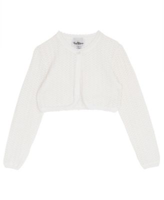 Girls' 7-16 Crochet Knit Long-Sleeve Cardigan