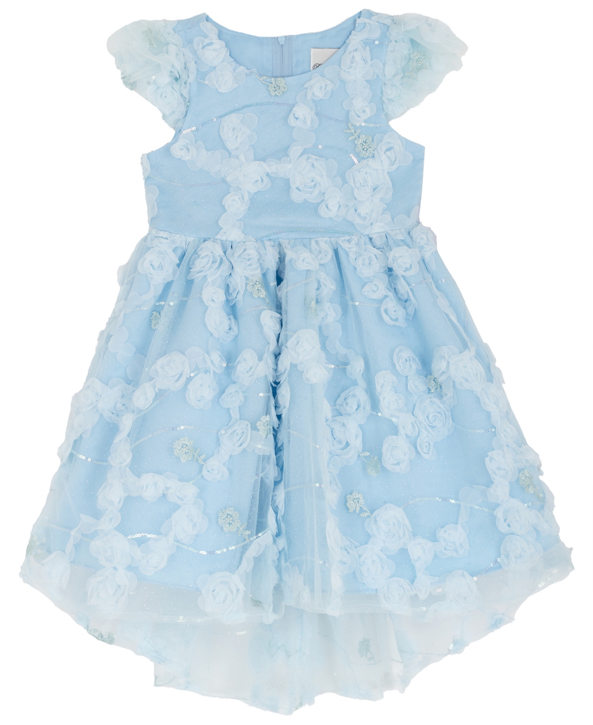 Rare Editions Girls' 2T-6X Rose Soutache Flutter Sleeve Dress