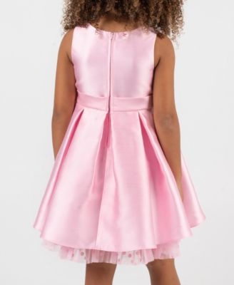 Girls' 2T-6X Mikado Bow Waist Round Neck Dress