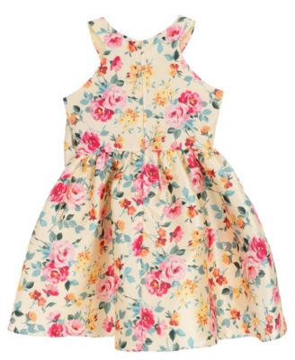 Girls' 7-16 Printed Mikado Round Bow Dress