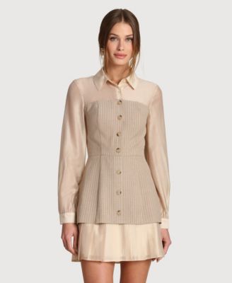 Women's Twofer Collared Neck Short Dress