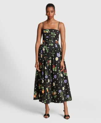 Women's Drop Waist Belted Midi Dress