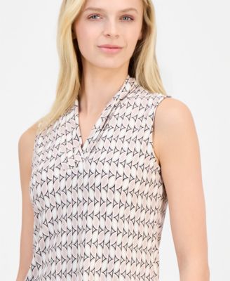 Women's Triple-Pleat V-Neck Sleeveless Top