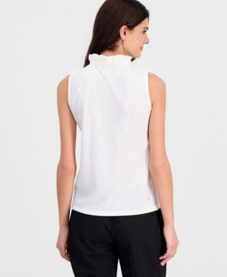 Women's Sleeveless Ruffled-Neck Top