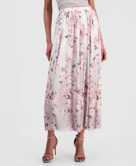 Petite Pull-On Floral Maxi Skirt - White Dove Multi