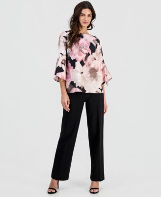 Women's Printed Flare-Cuff Sleeves Blouse
