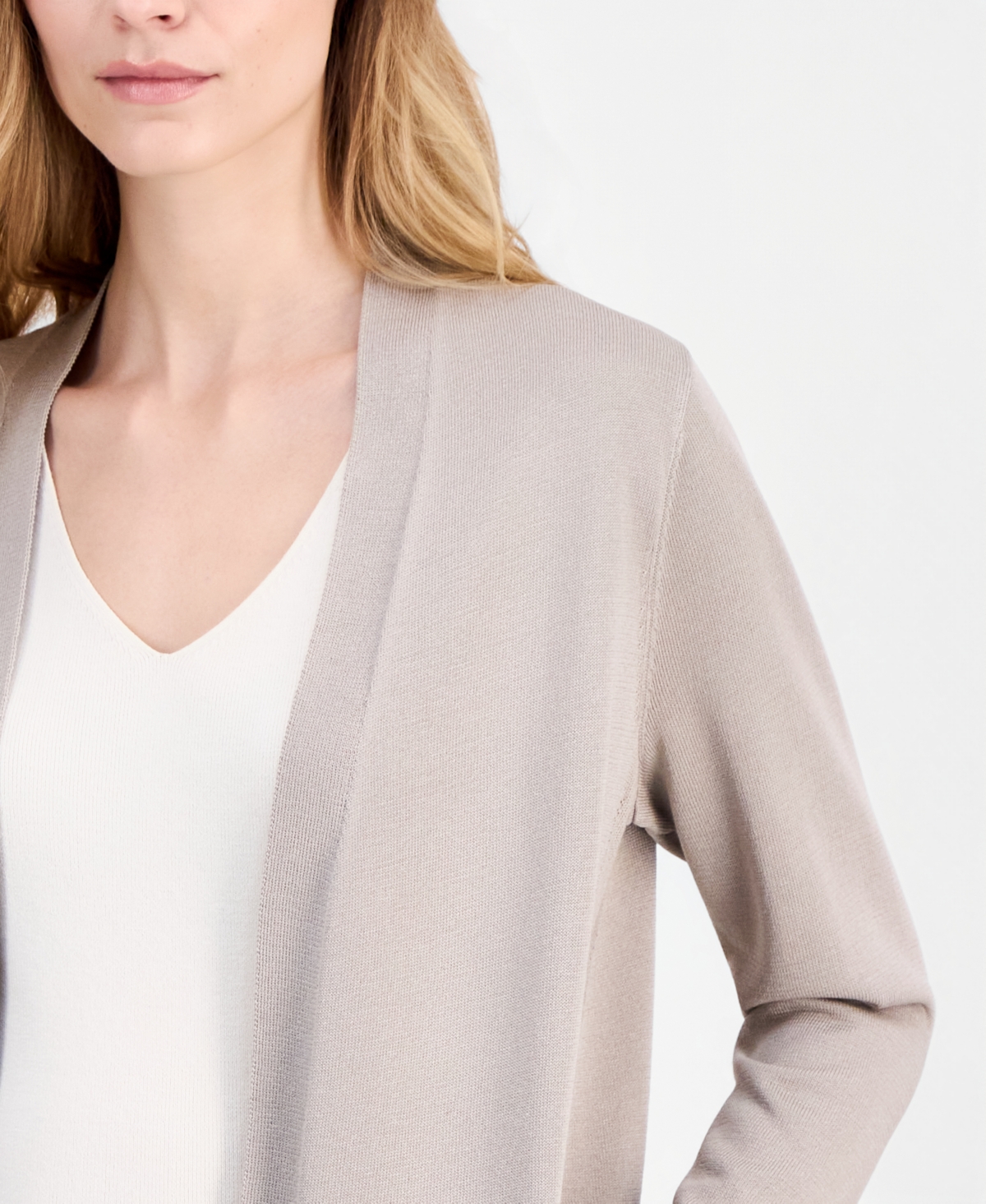 Anne Klein Women's Open-Front Rib Pocket Cardigan