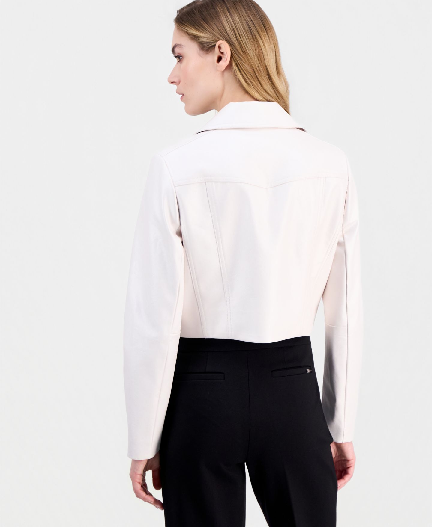 Женская куртка Anne Klein Faux Leather Cropped Moto, цвет: Белый — фото 4