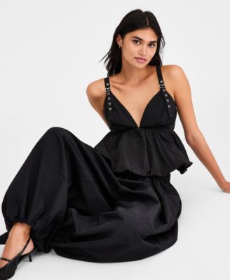 Women's Nylon Peplum Bubble Top