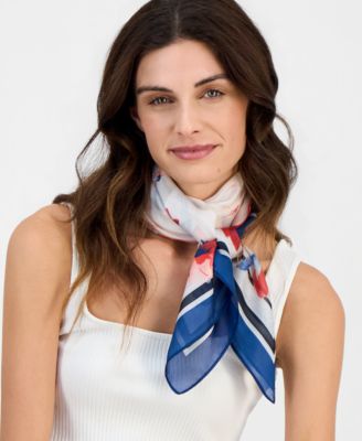 Bordered Floral Square Scarf