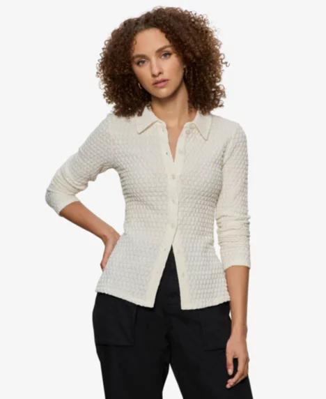 Petite Dreamer Long-Sleeve Collared Shirt - Chalk