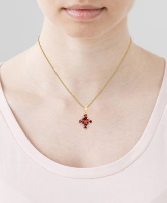Garnet (1-11/40 ct. t.w.) & Diamond (1/10 ct. t.w.) Pendant Necklace in Sterling Silver