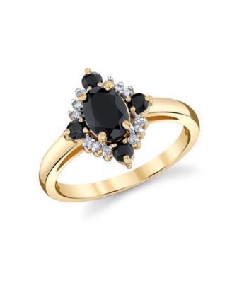 Onyx (1 ct. t.w.) & Diamond (1/10 ct. t.w.) Ring in 10k Yellow Gold