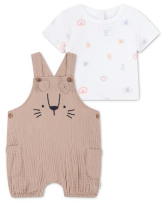 Baby Boys' Crewneck T-Shirt and Buttoned Shortall, 2-Piece Set