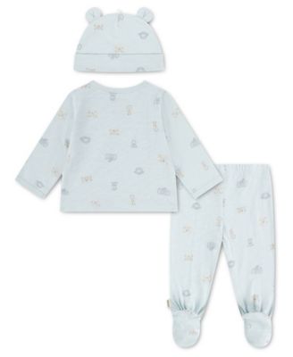 Baby Boys' Printed Top, Footed Pants and Hat, 3-Piece Set